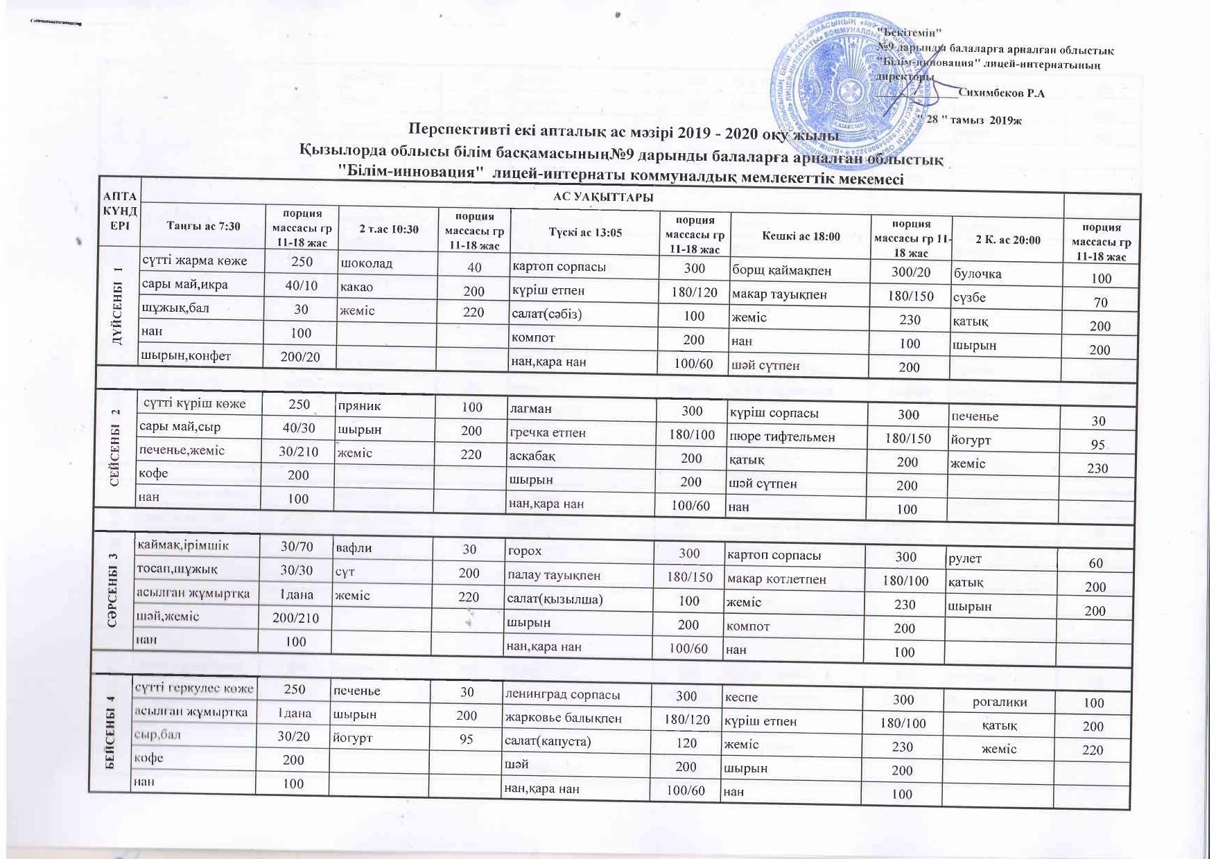 Ас мәзірі лицей